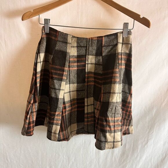 Flannel plaid jacket and skirt set brown - Picture 8 of 14